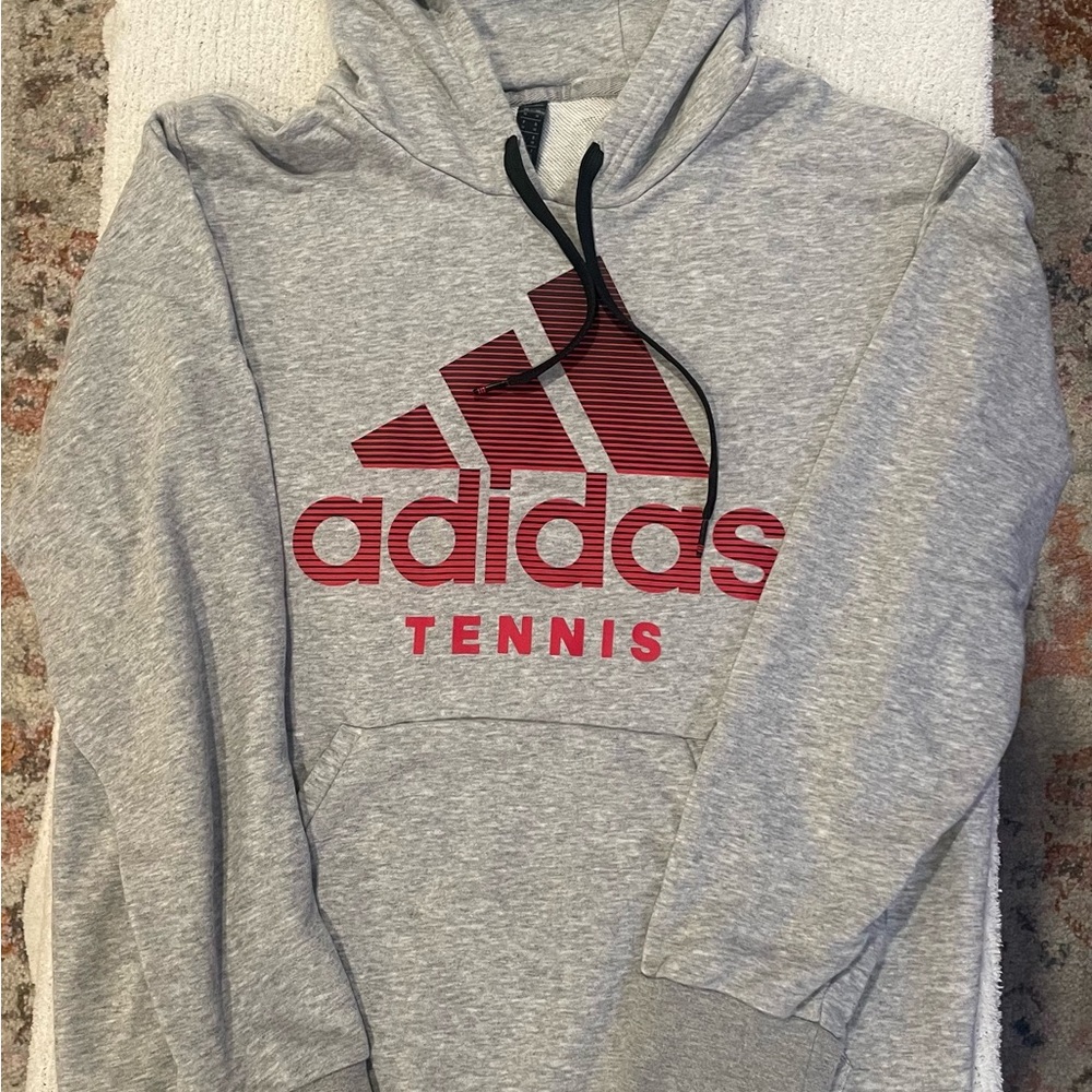 Adidas Gray Hoodie with Red Tennis Logo